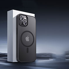 Silikon Hülle Handyhülle Ultradünn Tasche mit Mag-Safe Magnetic Magnetisch Durchsichtig Transparent XD5 für Apple iPhone 15 Plus Schwarz