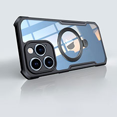 Silikon Hülle Handyhülle Ultradünn Tasche mit Mag-Safe Magnetic Magnetisch Durchsichtig Transparent XD7 für Apple iPhone 13 Pro Max Schwarz