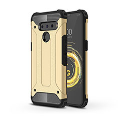 Silikon Hülle Handyhülle und Kunststoff Schutzhülle Hartschalen Tasche für LG V50 ThinQ 5G Gold