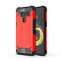 Silikon Hülle Handyhülle und Kunststoff Schutzhülle Hartschalen Tasche für LG V50 ThinQ 5G Rot