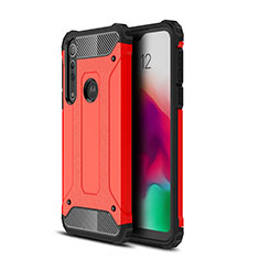 Silikon Hülle Handyhülle und Kunststoff Schutzhülle Hartschalen Tasche für Motorola Moto G8 Play Rot
