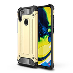 Silikon Hülle Handyhülle und Kunststoff Schutzhülle Hartschalen Tasche für Samsung Galaxy M11 Gold