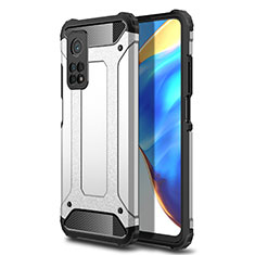 Silikon Hülle Handyhülle und Kunststoff Schutzhülle Hartschalen Tasche für Xiaomi Mi 10T Pro 5G Silber
