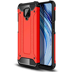 Silikon Hülle Handyhülle und Kunststoff Schutzhülle Hartschalen Tasche für Xiaomi Redmi Note 9 Pro Rot