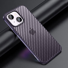 Silikon Hülle Handyhülle und Kunststoff Schutzhülle Hartschalen Tasche LD1 für Apple iPhone 14 Plus Violett