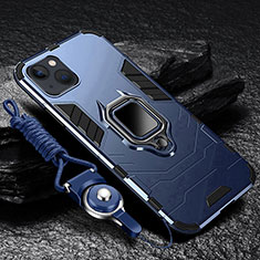 Silikon Hülle Handyhülle und Kunststoff Schutzhülle Hartschalen Tasche mit Magnetisch Fingerring Ständer für Apple iPhone 14 Blau