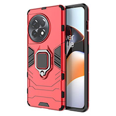 Silikon Hülle Handyhülle und Kunststoff Schutzhülle Hartschalen Tasche mit Magnetisch Fingerring Ständer für OnePlus 11R 5G Rot