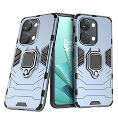 Silikon Hülle Handyhülle und Kunststoff Schutzhülle Hartschalen Tasche mit Magnetisch Fingerring Ständer für OnePlus Ace 2V 5G Blau