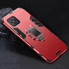 Silikon Hülle Handyhülle und Kunststoff Schutzhülle Hartschalen Tasche mit Magnetisch Fingerring Ständer für Oppo A92s 5G Rot
