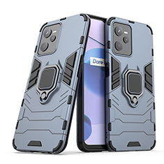 Silikon Hülle Handyhülle und Kunststoff Schutzhülle Hartschalen Tasche mit Magnetisch Fingerring Ständer für Realme Narzo 50A Prime Blau