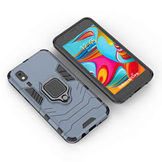 Silikon Hülle Handyhülle und Kunststoff Schutzhülle Hartschalen Tasche mit Magnetisch Fingerring Ständer für Samsung Galaxy A2 Core A260F A260G Blau