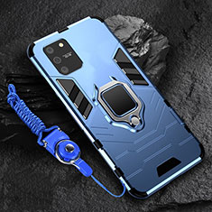 Silikon Hülle Handyhülle und Kunststoff Schutzhülle Hartschalen Tasche mit Magnetisch Fingerring Ständer für Samsung Galaxy M80S Blau