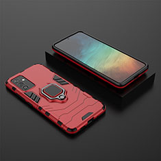 Silikon Hülle Handyhülle und Kunststoff Schutzhülle Hartschalen Tasche mit Magnetisch Fingerring Ständer für Samsung Galaxy Quantum2 5G Rot