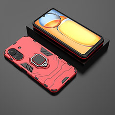Silikon Hülle Handyhülle und Kunststoff Schutzhülle Hartschalen Tasche mit Magnetisch Fingerring Ständer für Xiaomi Redmi 13C Rot