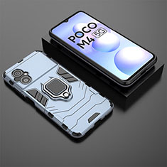 Silikon Hülle Handyhülle und Kunststoff Schutzhülle Hartschalen Tasche mit Magnetisch Fingerring Ständer für Xiaomi Redmi Note 11R 5G Blau
