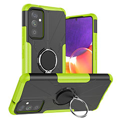 Silikon Hülle Handyhülle und Kunststoff Schutzhülle Hartschalen Tasche mit Magnetisch Fingerring Ständer J01X für Samsung Galaxy A05s Grün