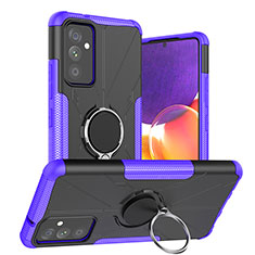 Silikon Hülle Handyhülle und Kunststoff Schutzhülle Hartschalen Tasche mit Magnetisch Fingerring Ständer J01X für Samsung Galaxy A25 5G Violett
