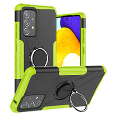 Silikon Hülle Handyhülle und Kunststoff Schutzhülle Hartschalen Tasche mit Magnetisch Fingerring Ständer J01X für Samsung Galaxy A52s 5G Grün