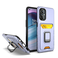 Silikon Hülle Handyhülle und Kunststoff Schutzhülle Hartschalen Tasche mit Magnetisch Fingerring Ständer J03S für Oppo Reno8 Lite 5G Helles Lila