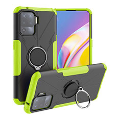 Silikon Hülle Handyhülle und Kunststoff Schutzhülle Hartschalen Tasche mit Magnetisch Fingerring Ständer JX1 für Oppo A94 4G Grün