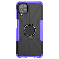 Silikon Hülle Handyhülle und Kunststoff Schutzhülle Hartschalen Tasche mit Magnetisch Fingerring Ständer JX1 für Samsung Galaxy A12 Nacho Violett