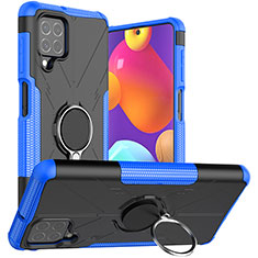 Silikon Hülle Handyhülle und Kunststoff Schutzhülle Hartschalen Tasche mit Magnetisch Fingerring Ständer JX1 für Samsung Galaxy M62 4G Blau