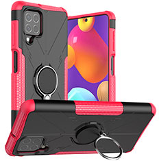 Silikon Hülle Handyhülle und Kunststoff Schutzhülle Hartschalen Tasche mit Magnetisch Fingerring Ständer JX1 für Samsung Galaxy M62 4G Pink