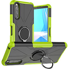 Silikon Hülle Handyhülle und Kunststoff Schutzhülle Hartschalen Tasche mit Magnetisch Fingerring Ständer JX1 für Sony Xperia 10 III Grün