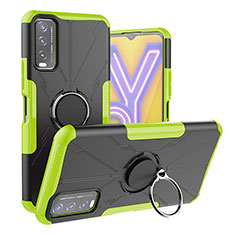 Silikon Hülle Handyhülle und Kunststoff Schutzhülle Hartschalen Tasche mit Magnetisch Fingerring Ständer JX1 für Vivo Y12s Grün