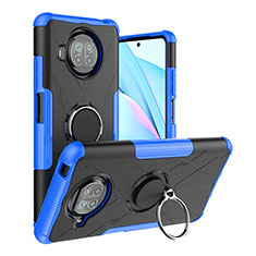 Silikon Hülle Handyhülle und Kunststoff Schutzhülle Hartschalen Tasche mit Magnetisch Fingerring Ständer JX1 für Xiaomi Mi 10T Lite 5G Blau