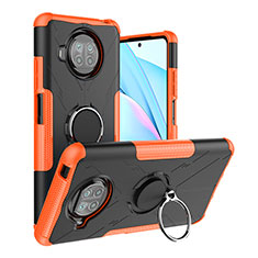 Silikon Hülle Handyhülle und Kunststoff Schutzhülle Hartschalen Tasche mit Magnetisch Fingerring Ständer JX1 für Xiaomi Mi 10T Lite 5G Orange