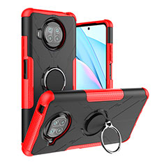 Silikon Hülle Handyhülle und Kunststoff Schutzhülle Hartschalen Tasche mit Magnetisch Fingerring Ständer JX1 für Xiaomi Mi 10T Lite 5G Rot