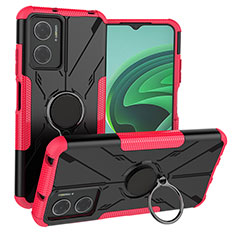 Silikon Hülle Handyhülle und Kunststoff Schutzhülle Hartschalen Tasche mit Magnetisch Fingerring Ständer JX1 für Xiaomi Redmi 11 Prime 5G Pink