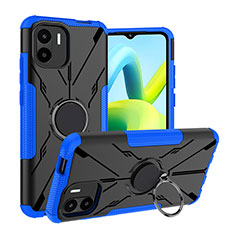 Silikon Hülle Handyhülle und Kunststoff Schutzhülle Hartschalen Tasche mit Magnetisch Fingerring Ständer JX1 für Xiaomi Redmi A1 Blau