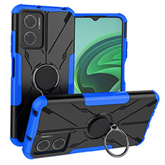 Silikon Hülle Handyhülle und Kunststoff Schutzhülle Hartschalen Tasche mit Magnetisch Fingerring Ständer JX1 für Xiaomi Redmi Note 11E 5G Blau