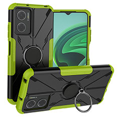 Silikon Hülle Handyhülle und Kunststoff Schutzhülle Hartschalen Tasche mit Magnetisch Fingerring Ständer JX1 für Xiaomi Redmi Note 11E 5G Grün