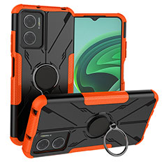 Silikon Hülle Handyhülle und Kunststoff Schutzhülle Hartschalen Tasche mit Magnetisch Fingerring Ständer JX1 für Xiaomi Redmi Note 11E 5G Orange