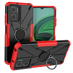 Silikon Hülle Handyhülle und Kunststoff Schutzhülle Hartschalen Tasche mit Magnetisch Fingerring Ständer JX1 für Xiaomi Redmi Note 11E 5G Rot