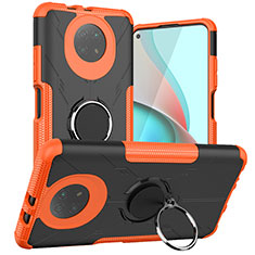 Silikon Hülle Handyhülle und Kunststoff Schutzhülle Hartschalen Tasche mit Magnetisch Fingerring Ständer JX1 für Xiaomi Redmi Note 9T 5G Orange