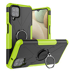 Silikon Hülle Handyhülle und Kunststoff Schutzhülle Hartschalen Tasche mit Magnetisch Fingerring Ständer JX2 für Samsung Galaxy A12 Nacho Grün