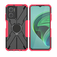 Silikon Hülle Handyhülle und Kunststoff Schutzhülle Hartschalen Tasche mit Magnetisch Fingerring Ständer JX2 für Xiaomi Redmi 10 5G Pink