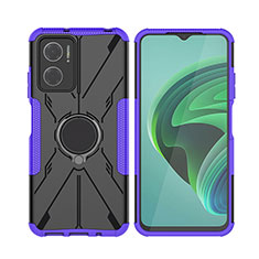 Silikon Hülle Handyhülle und Kunststoff Schutzhülle Hartschalen Tasche mit Magnetisch Fingerring Ständer JX2 für Xiaomi Redmi 11 Prime 5G Violett