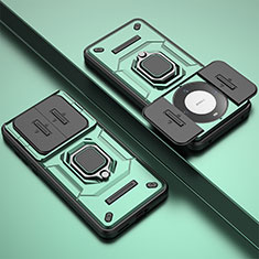 Silikon Hülle Handyhülle und Kunststoff Schutzhülle Hartschalen Tasche mit Magnetisch Fingerring Ständer K1C für Huawei Mate 60 Pro Grün