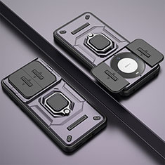 Silikon Hülle Handyhülle und Kunststoff Schutzhülle Hartschalen Tasche mit Magnetisch Fingerring Ständer K1C für Huawei Mate 60 Pro Violett