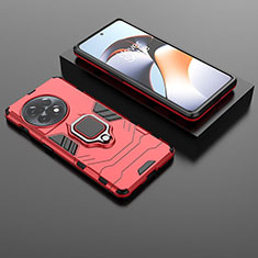 Silikon Hülle Handyhülle und Kunststoff Schutzhülle Hartschalen Tasche mit Magnetisch Fingerring Ständer KC1 für OnePlus 11R 5G Rot