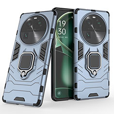 Silikon Hülle Handyhülle und Kunststoff Schutzhülle Hartschalen Tasche mit Magnetisch Fingerring Ständer KC1 für Oppo Find X6 5G Blau