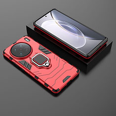 Silikon Hülle Handyhülle und Kunststoff Schutzhülle Hartschalen Tasche mit Magnetisch Fingerring Ständer KC1 für Vivo X90 Pro 5G Rot