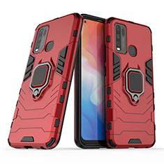Silikon Hülle Handyhülle und Kunststoff Schutzhülle Hartschalen Tasche mit Magnetisch Fingerring Ständer KC1 für Vivo Y50 Rot
