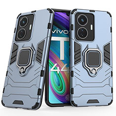 Silikon Hülle Handyhülle und Kunststoff Schutzhülle Hartschalen Tasche mit Magnetisch Fingerring Ständer KC1 für Vivo Y55 4G Blau