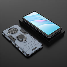 Silikon Hülle Handyhülle und Kunststoff Schutzhülle Hartschalen Tasche mit Magnetisch Fingerring Ständer KC1 für Xiaomi Mi 10i 5G Blau